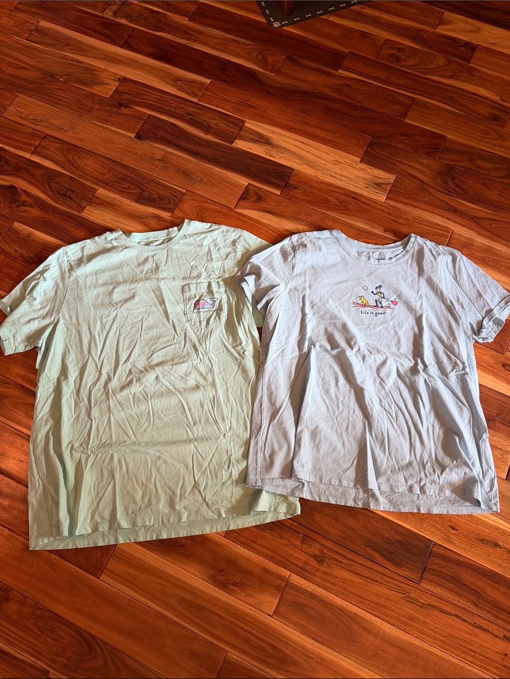 Vineyard Vines & Life is Good Short-Sleeve Tees in Light Green & Pale Blue